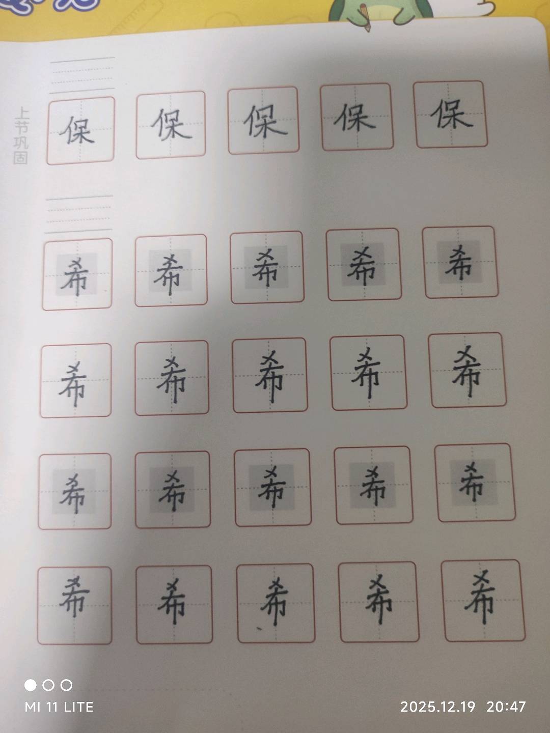 龟小兔写字优秀作品展示：晗晗/六年级及以上/练字1天