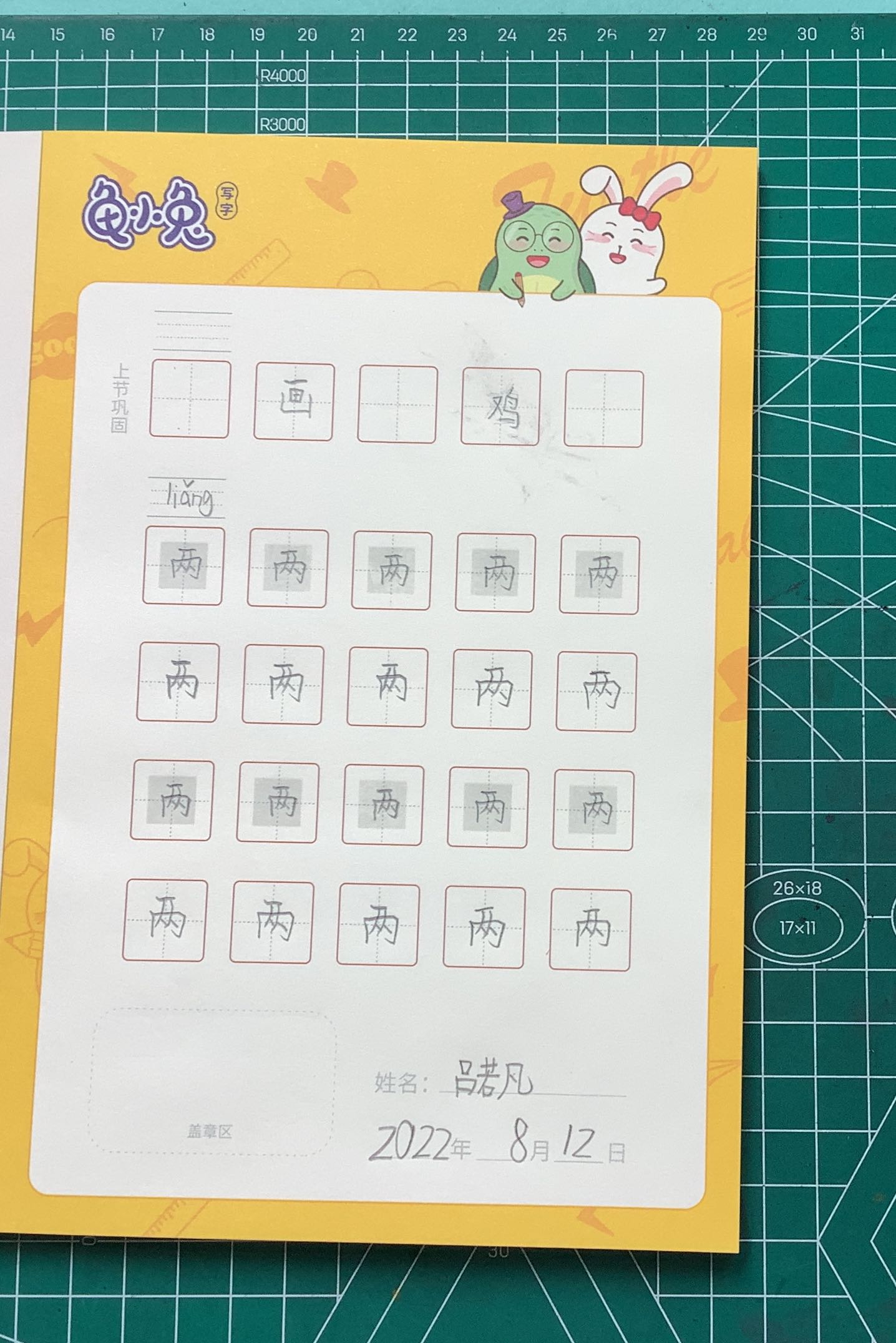 龟小兔写字优秀作品展示：吕若凡/一年级/练字1天